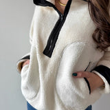 Half Zip Fleece Sweatshirt - Ivory