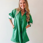 Half Zip Mini Dress - Green