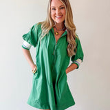 Half Zip Mini Dress - Green