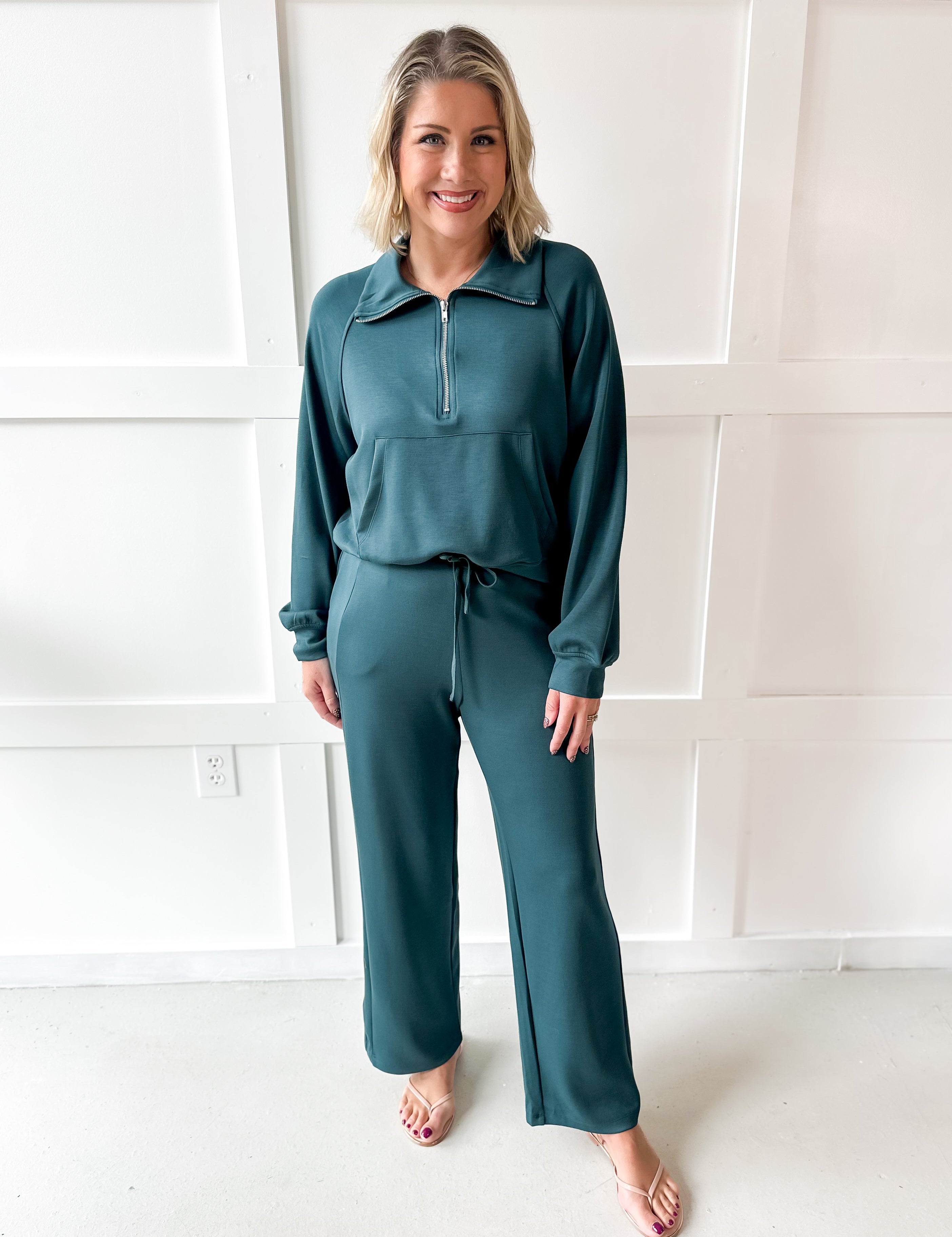 Half-zip Pullover & Pant Set - Green