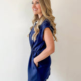 Half Zip Scuba Knit Dress - Navy