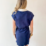Half Zip Scuba Knit Dress - Navy