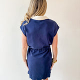 Half Zip Scuba Knit Dress - Navy
