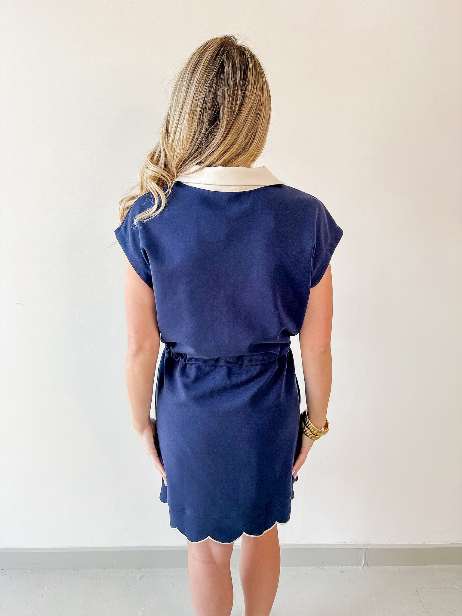 Half Zip Scuba Knit Dress - Navy