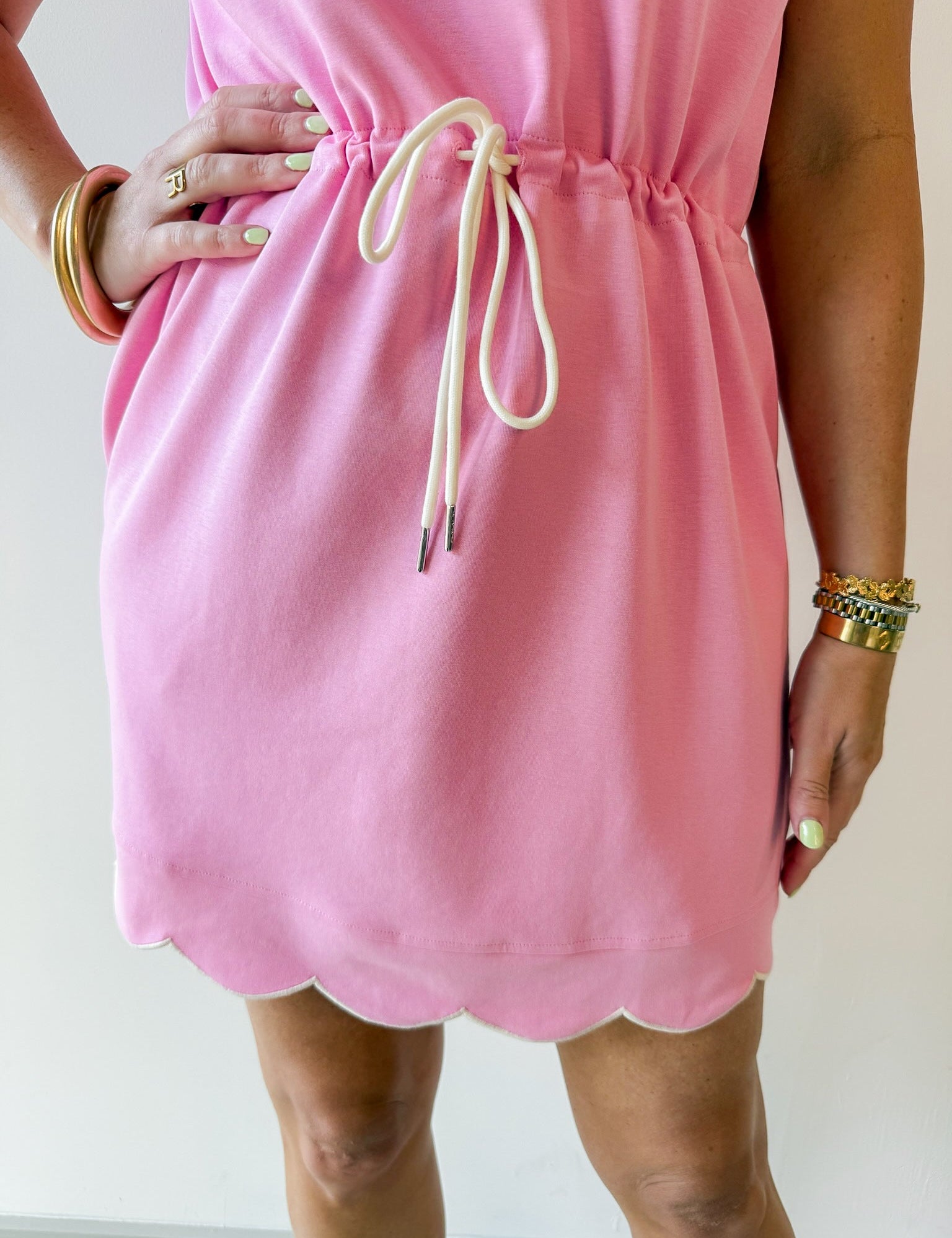 Half Zip Scuba Knit Dress - Pink