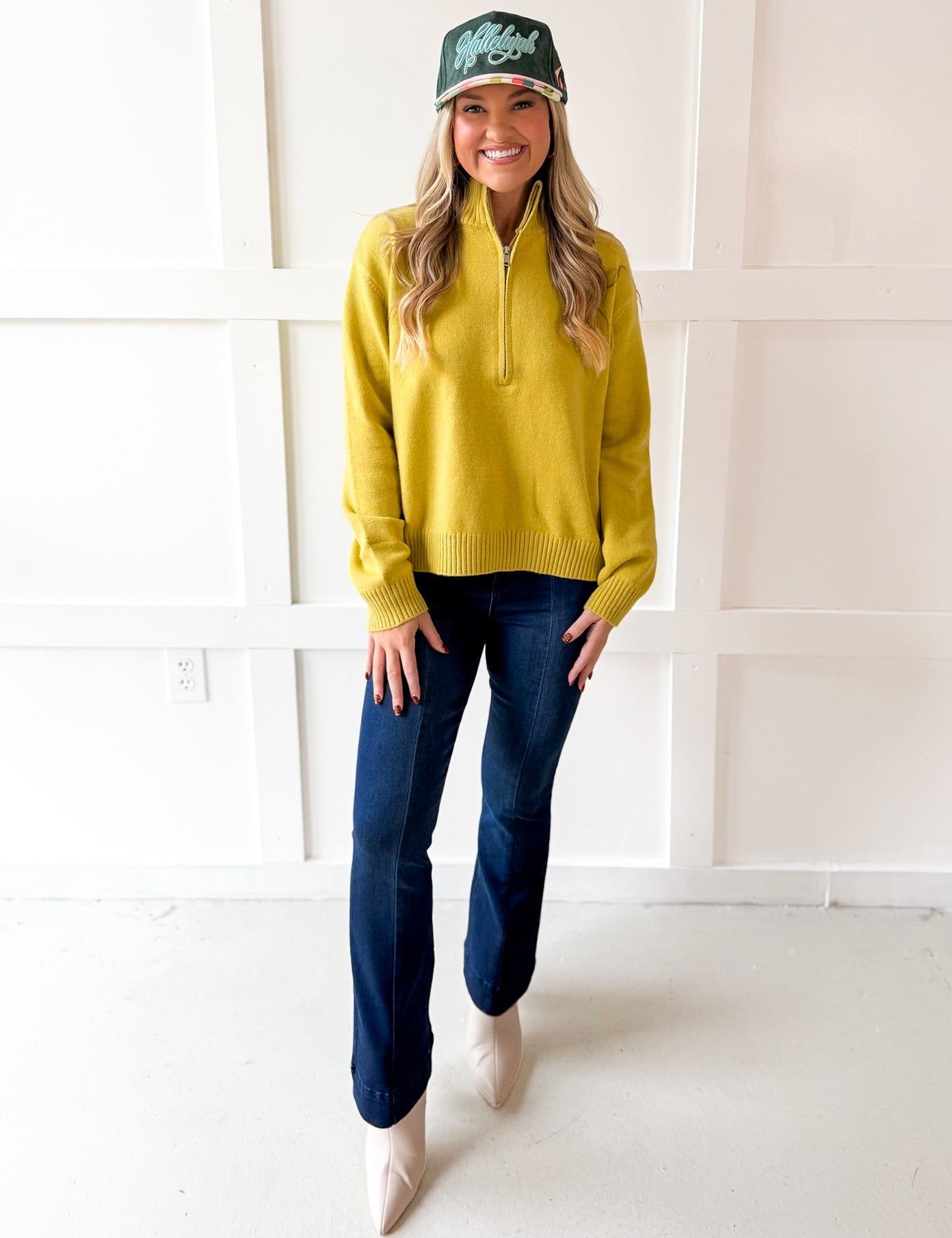 Half Zip Turtleneck Sweater - Lime
