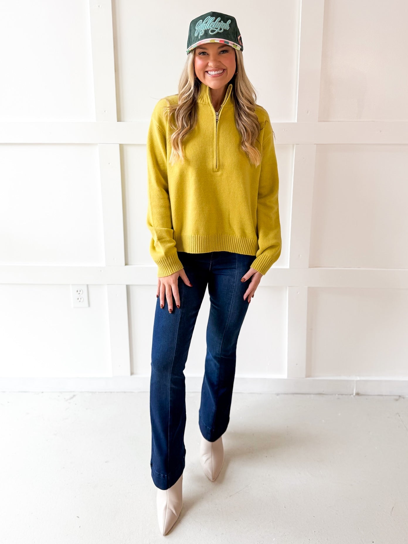 Half Zip Turtleneck Sweater - Lime