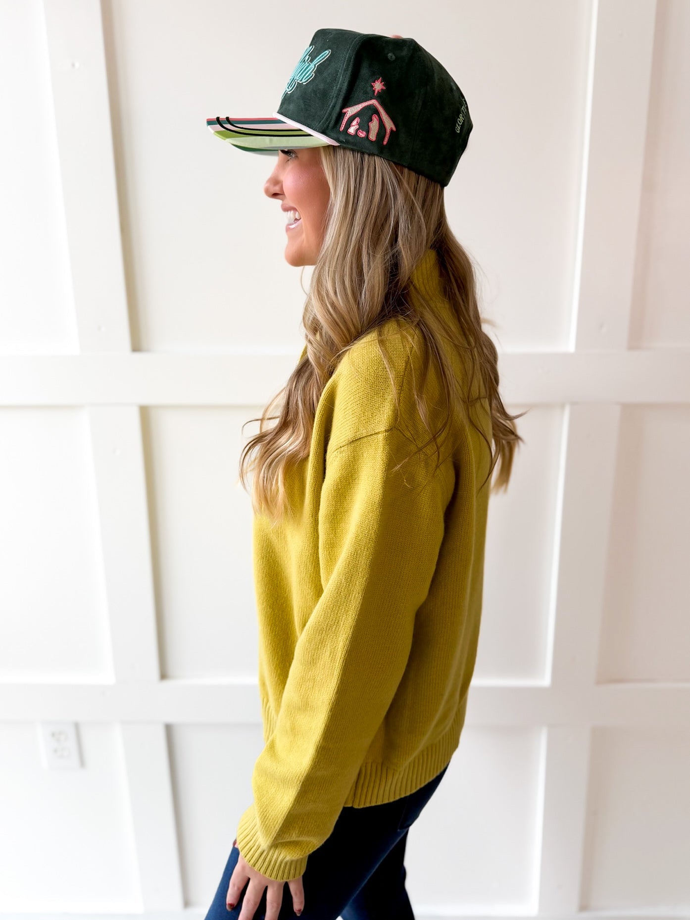 Half Zip Turtleneck Sweater - Lime