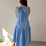 Halter Neck Midi Dress - Blue