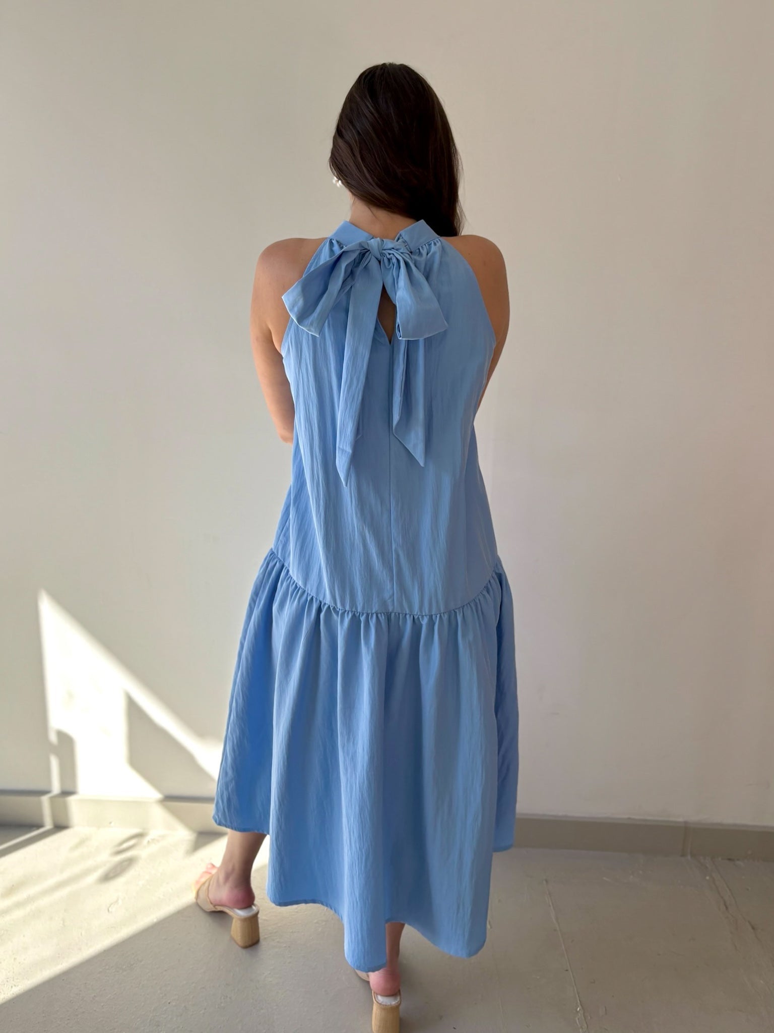 Halter Neck Midi Dress - Blue