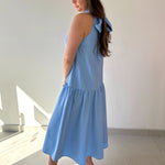 Halter Neck Midi Dress - Blue