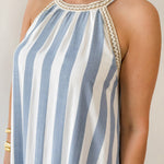 Halter Neck Striped Maxi Dress