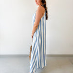 Halter Neck Striped Maxi Dress