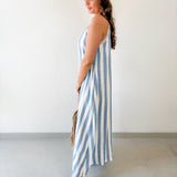 Halter Neck Striped Maxi Dress