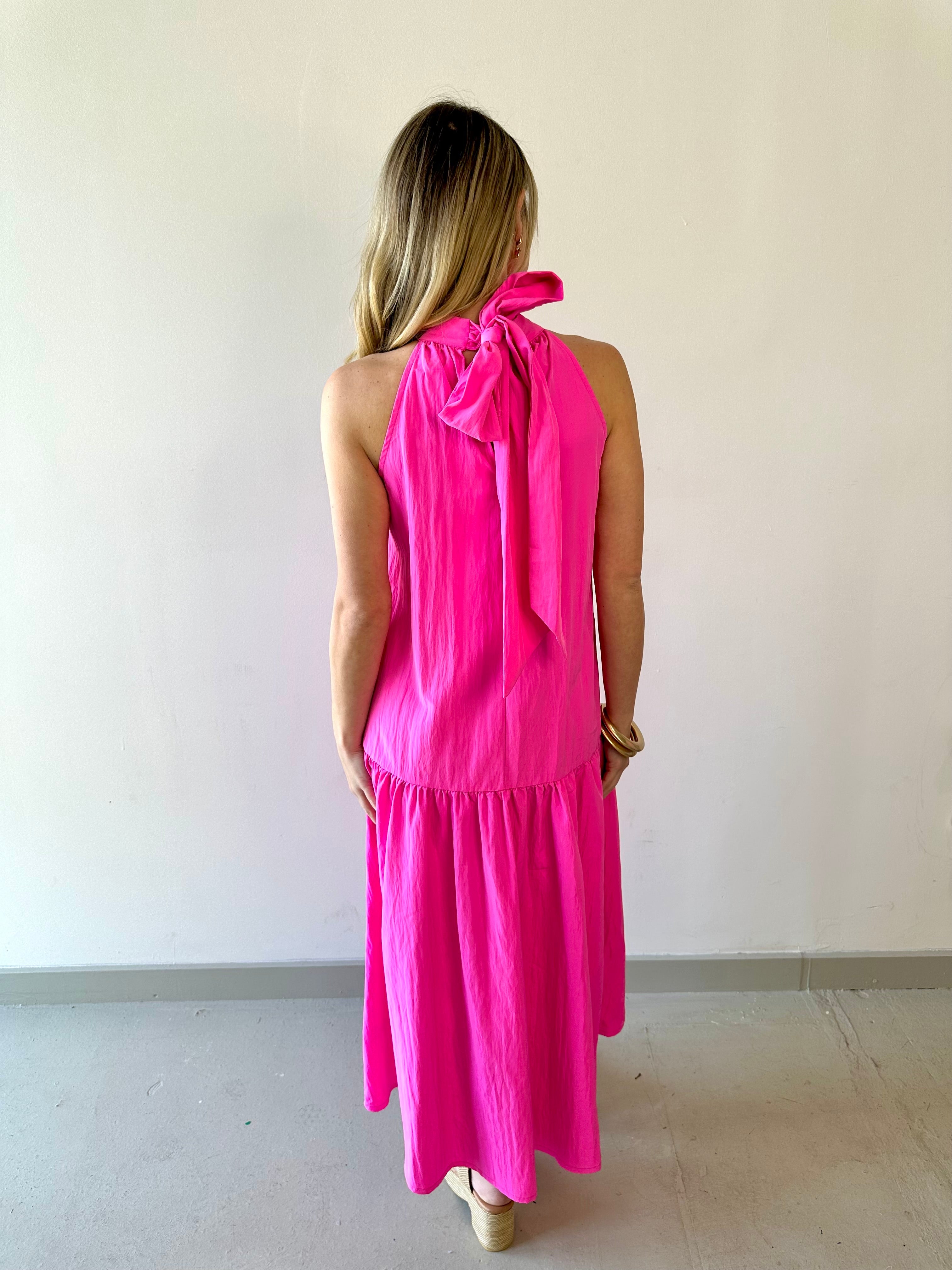 HalterNeck Midi Dress - Pink