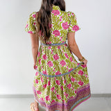 Hand Block Printed Floral Dress