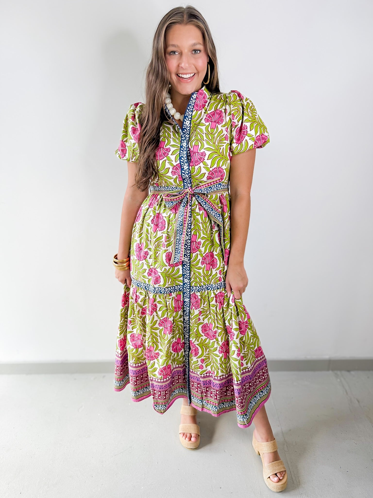 Hand Block Printed Floral Dress