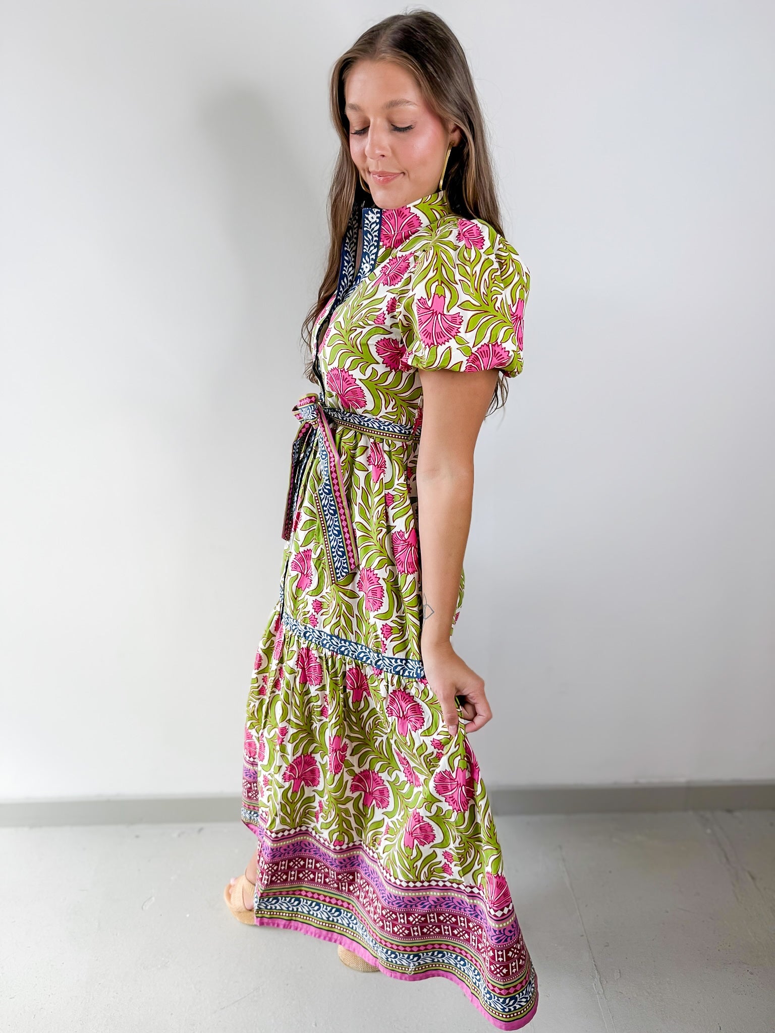 Hand Block Printed Floral Dress