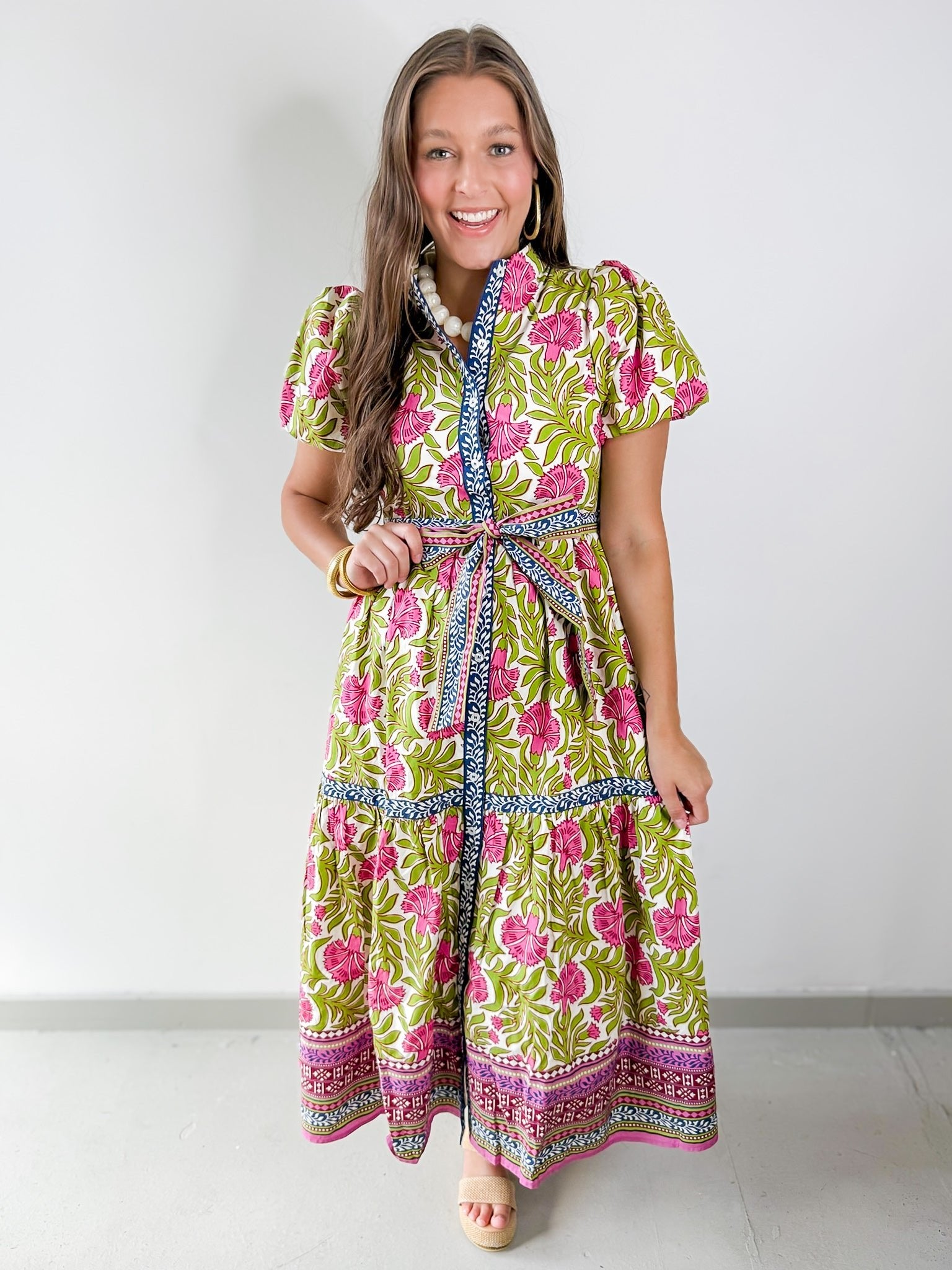 Hand Block Printed Floral Dress