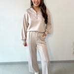 Hannah Half zip top & Pant Set - Almond