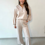 Hannah Half zip top & Pant Set - Almond