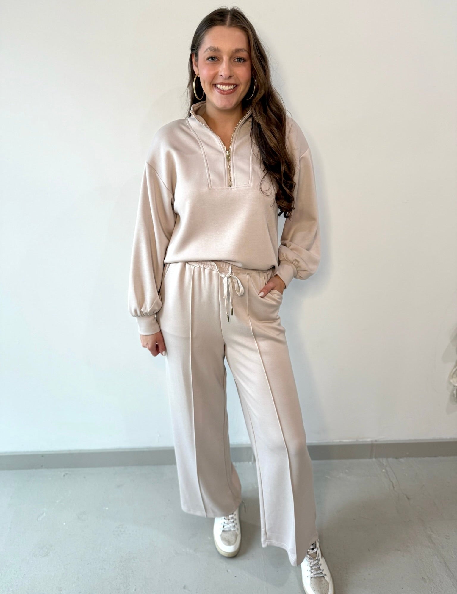 Hannah Half zip top & Pant Set - Almond