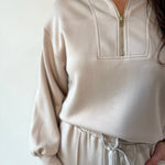 Hannah Half zip top & Pant Set - Almond