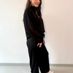 Hannah Half Zip Top & Pant Set - Black