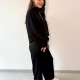 Hannah Half Zip Top & Pant Set - Black