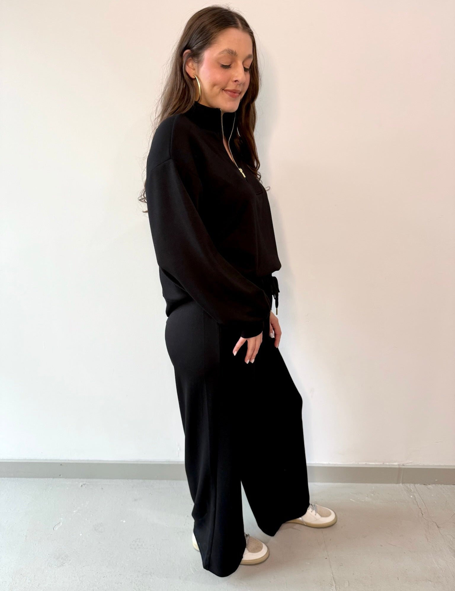 Hannah Half Zip Top & Pant Set - Black