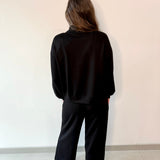 Hannah Half Zip Top & Pant Set - Black
