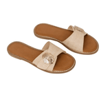 Harlee Gold Shell Slide - Raffia