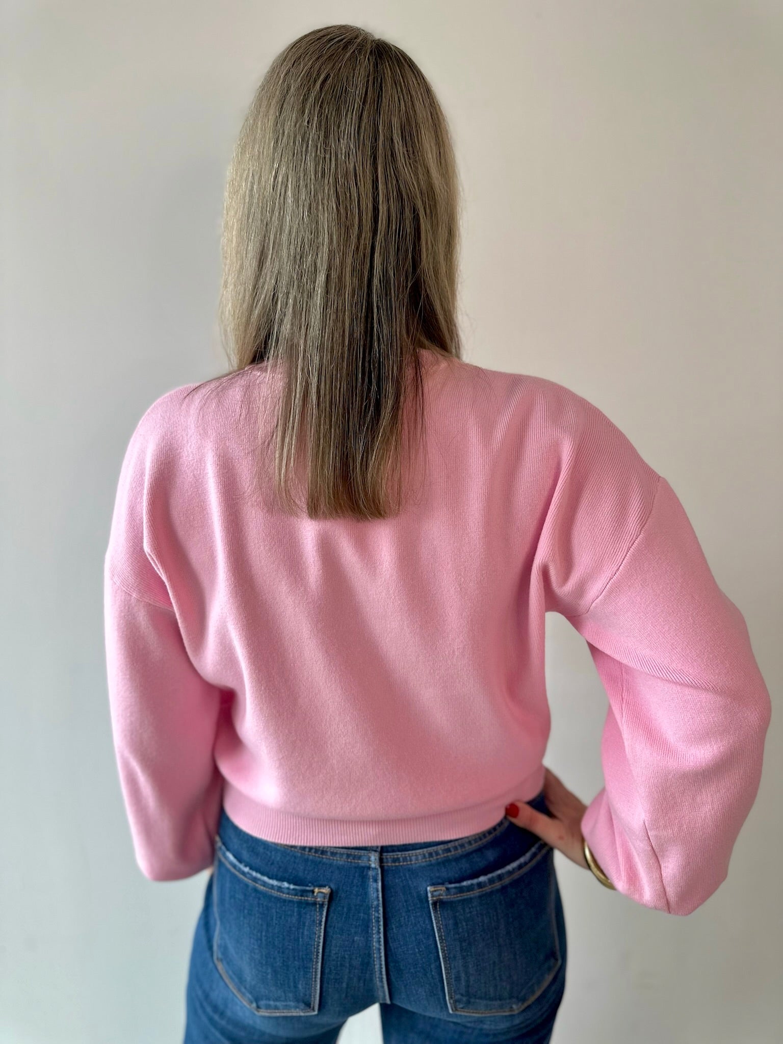 Heart Button Round Neck Cardigan