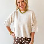 Heathered Crew Boxy Top - Oatmeal
