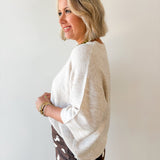 Heathered Crew Boxy Top - Oatmeal