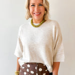 Heathered Crew Boxy Top - Oatmeal