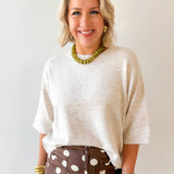 Heathered Crew Boxy Top - Oatmeal