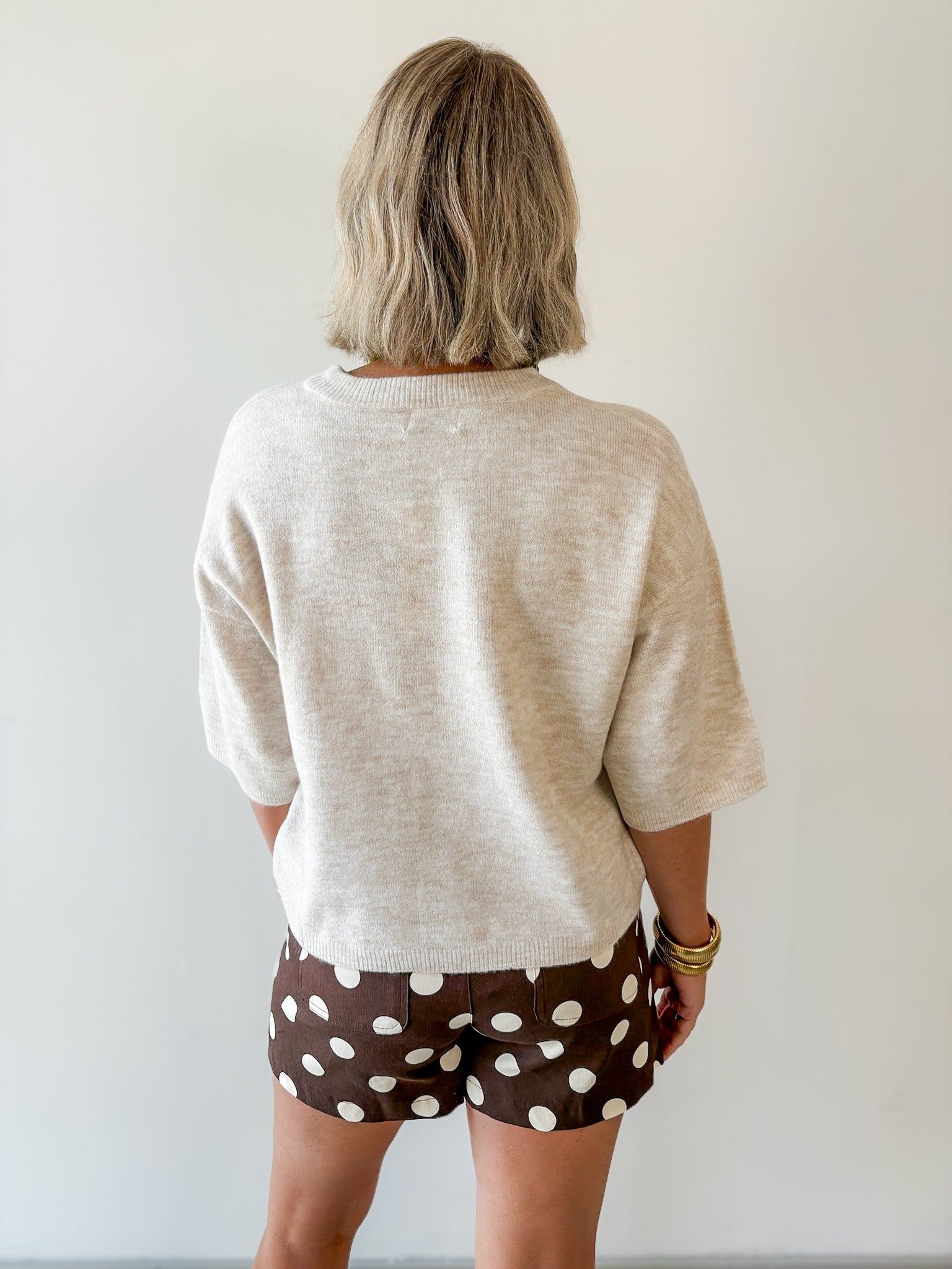 Heathered Crew Boxy Top - Oatmeal