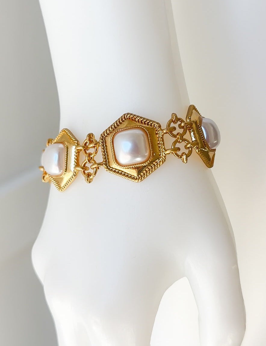 Hexagon Pearl Bracelet