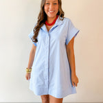 Hidden Button Placket Dress - Chambray