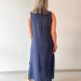 High Cowl Neck Linen Maxi Dress