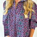High Neck Ruffled Floral Top