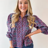 High Neck Ruffled Floral Top
