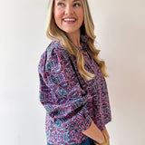 High Neck Ruffled Floral Top