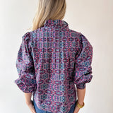 High Neck Ruffled Floral Top