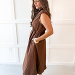 High Neck Sleeveless Maxi Dress - Mocha