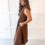 High Neck Sleeveless Maxi Dress - Mocha