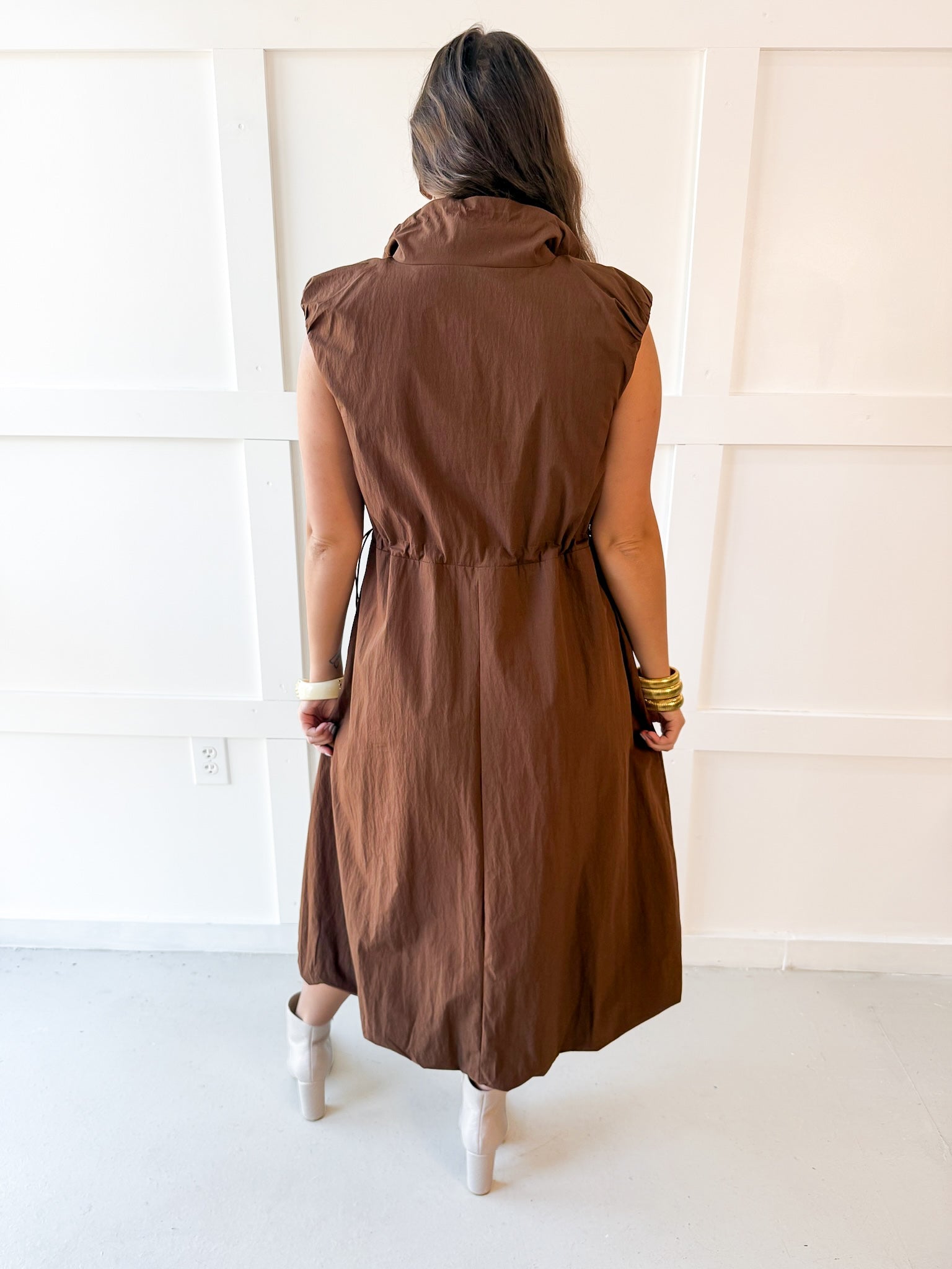 High Neck Sleeveless Maxi Dress - Mocha