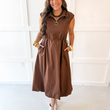 High Neck Sleeveless Maxi Dress - Mocha