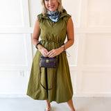 High Neck Sleeveless Maxi Dress - Olive